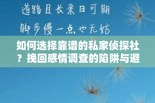 如何选择靠谱的私家侦探社？挽回感情调查的陷阱与避坑指南