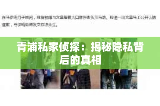 青浦私家侦探：揭秘隐私背后的真相
