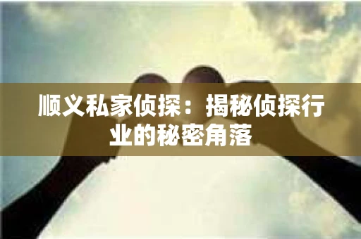 顺义私家侦探：揭秘侦探行业的秘密角落