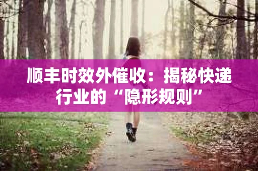 顺丰时效外催收：揭秘快递行业的“隐形规则”