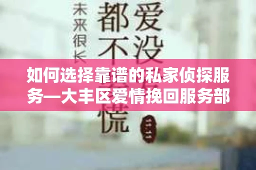 如何选择靠谱的私家侦探服务—大丰区爱情挽回服务部选择指南